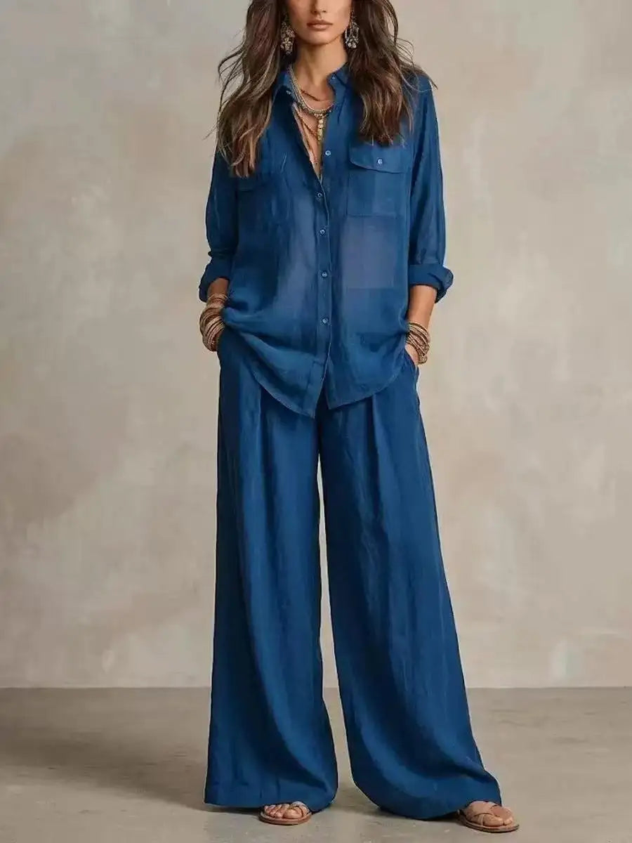Ernestina Linen Co Ord Outfit Long Sleeve Two Piece Sets