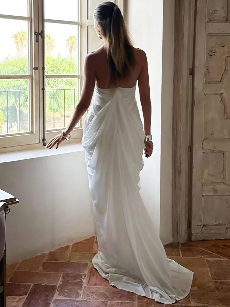 Elkins Mesh Halter Backless Sexy Gown Fashion Elegant V Neck Sleeveless Maxi Dress