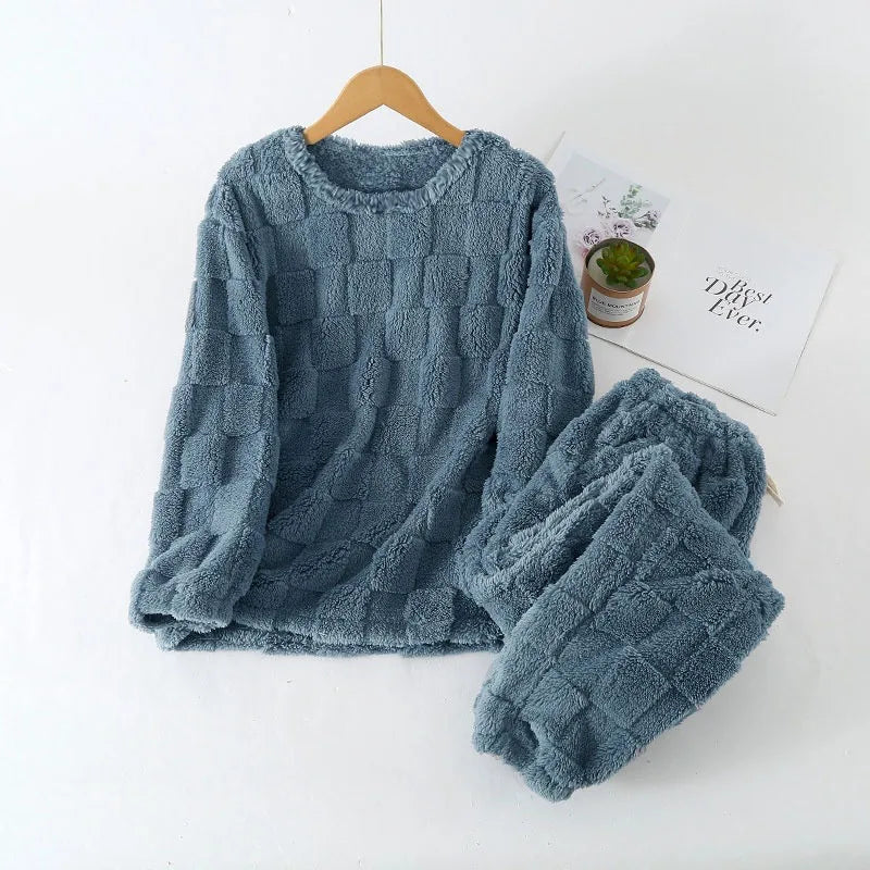 Lia Autumn Winter Plaid O-Neck Pullover Two Piece Sets