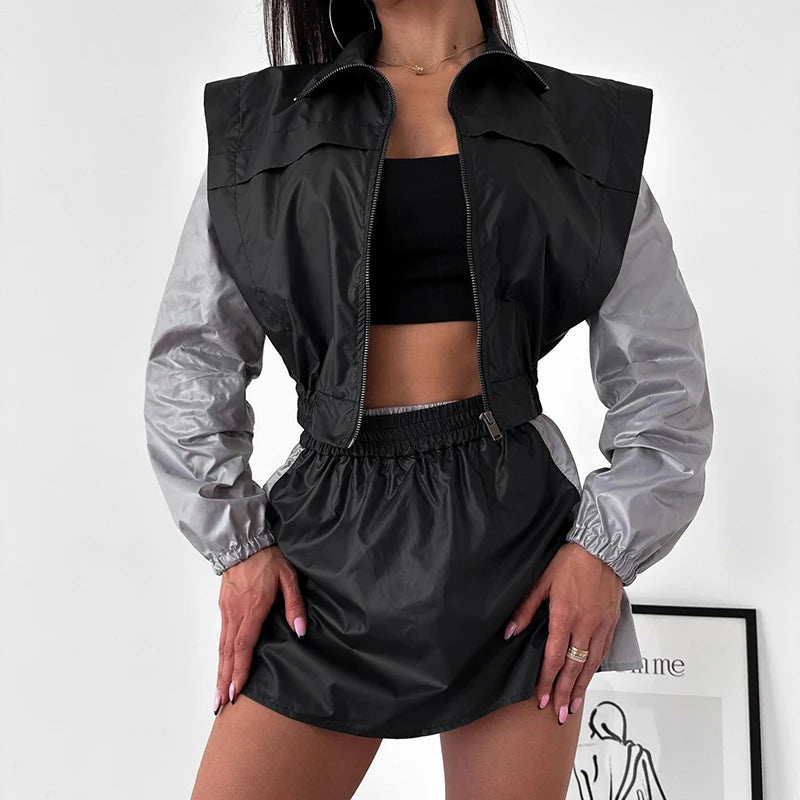 Karla Casual Suit Patchwork Contrast Color Two Piece Sets