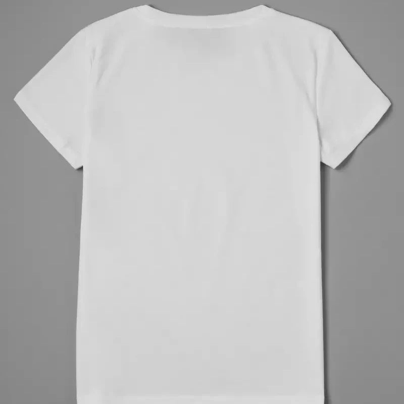 Chealse White Print T Shirt Girl Casual Short Sleeve O Neck Top