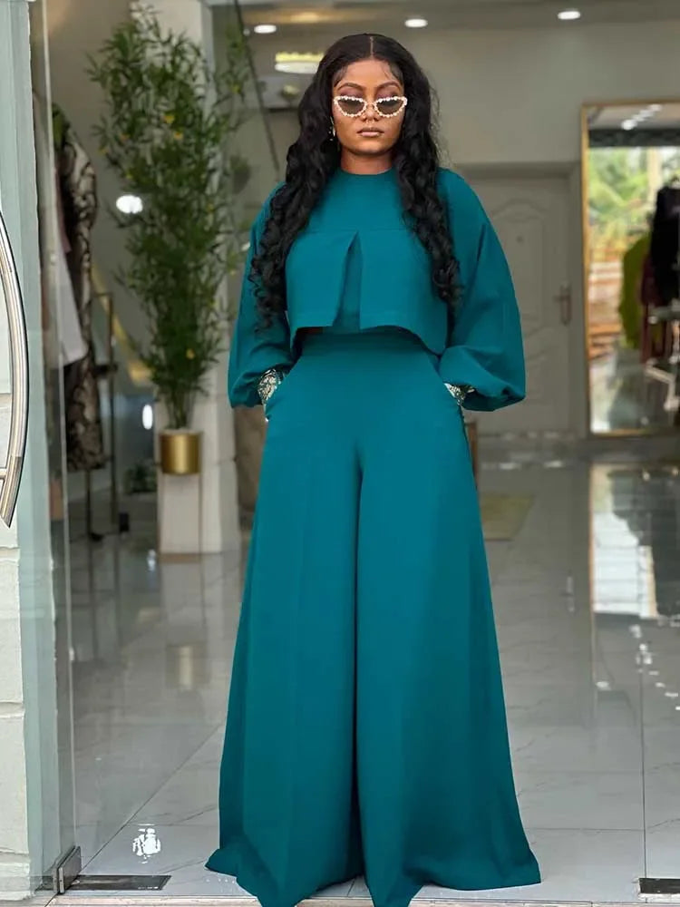 Amalia Long Sleeve Round Neck Matching Two Piece Sets