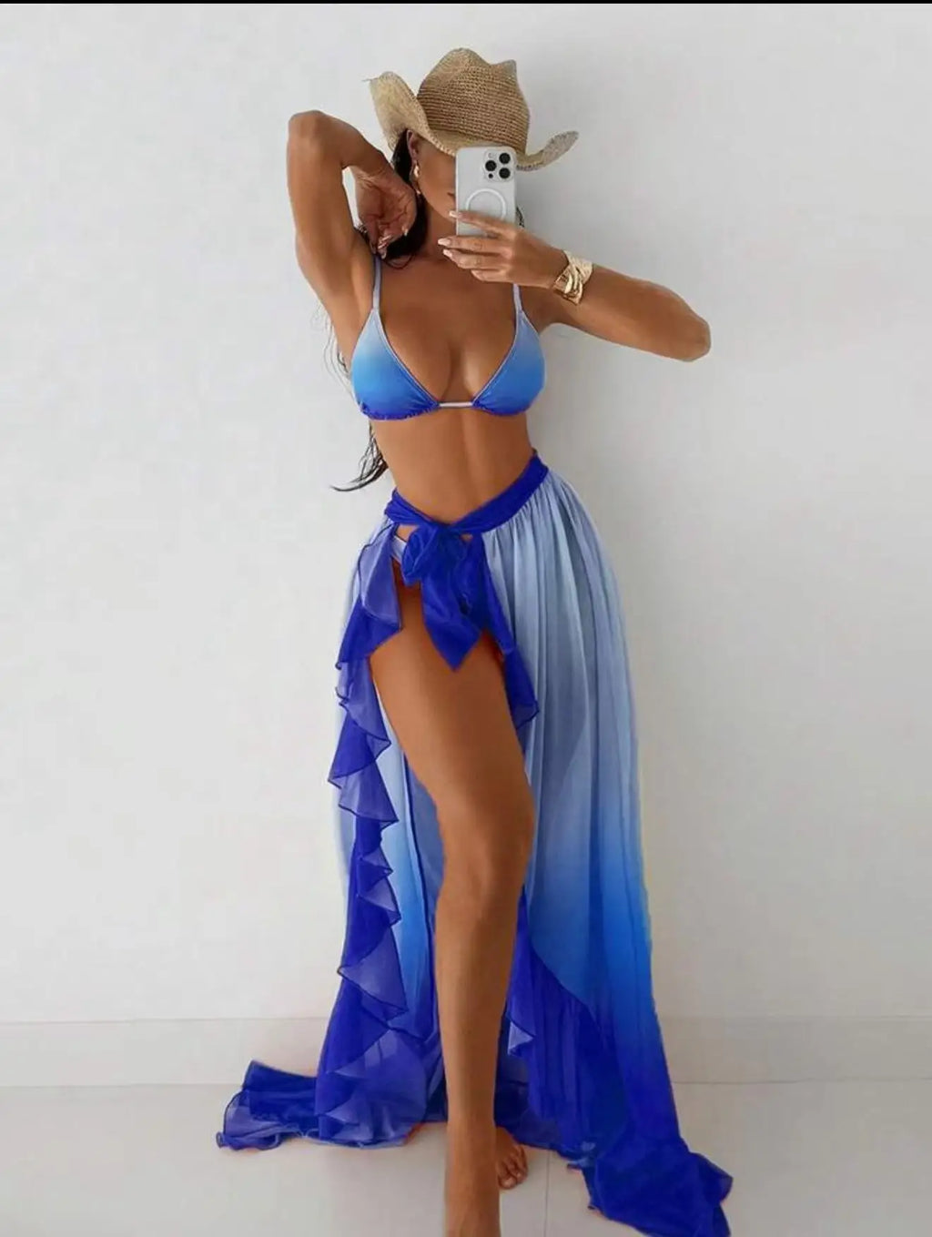 Alba Tie Dye Gradient Bikini Three Piece Sets