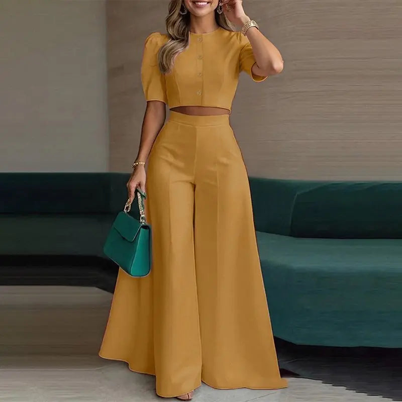 Luisa Short Sleeve Button-down Two Piece Sets