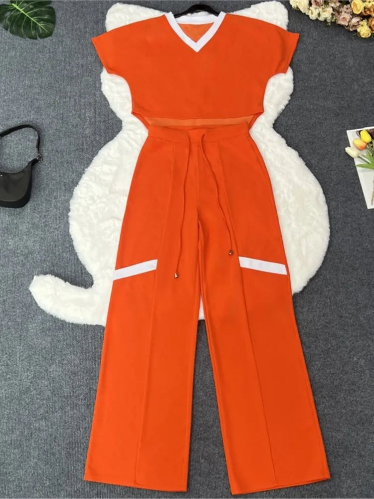 Maria Elegant Casual Short Sleeve Two Piece Sets