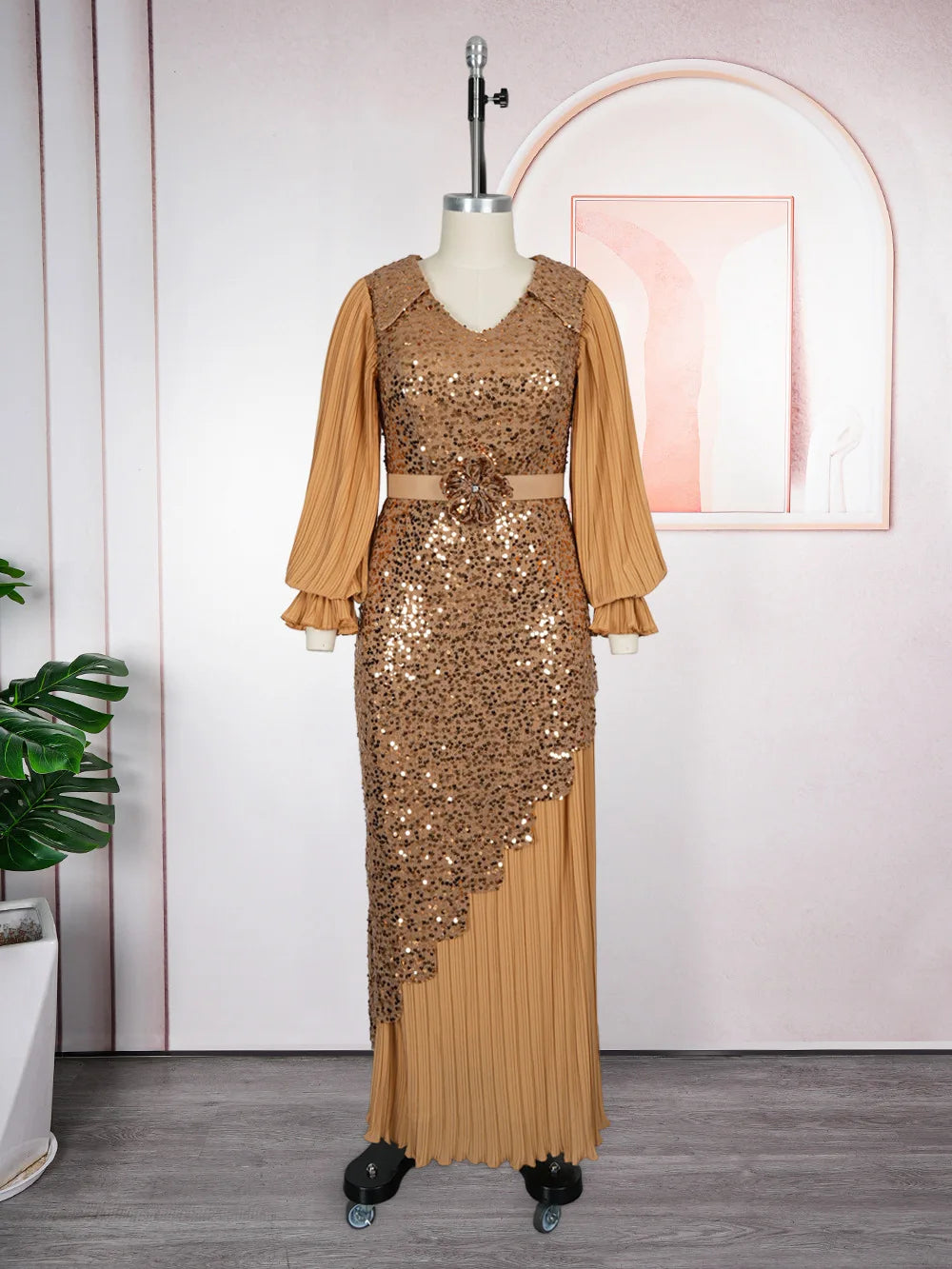 Wisconsin Plus Size Sequin Evening Party Long Elegant Dress