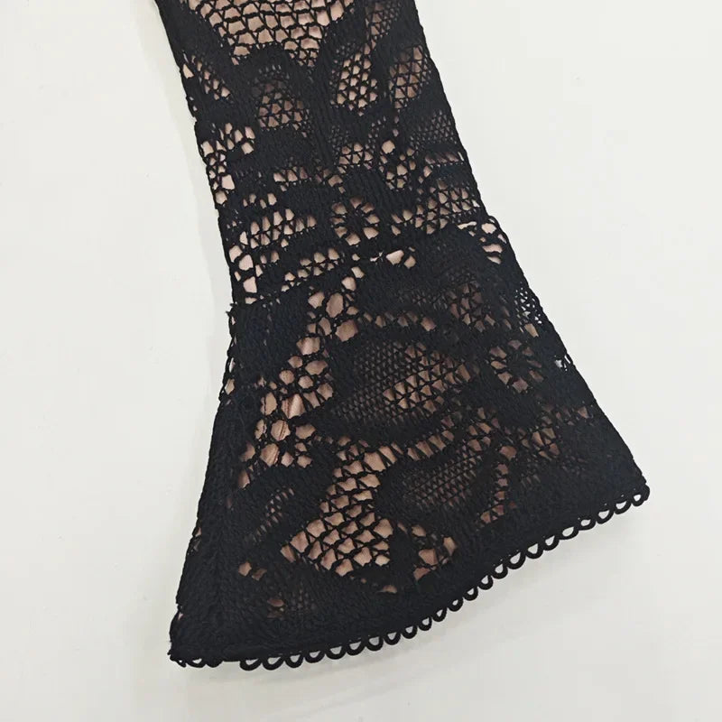 Grovecity Hollow Out Long Sleeve Cocktail Mini Dress