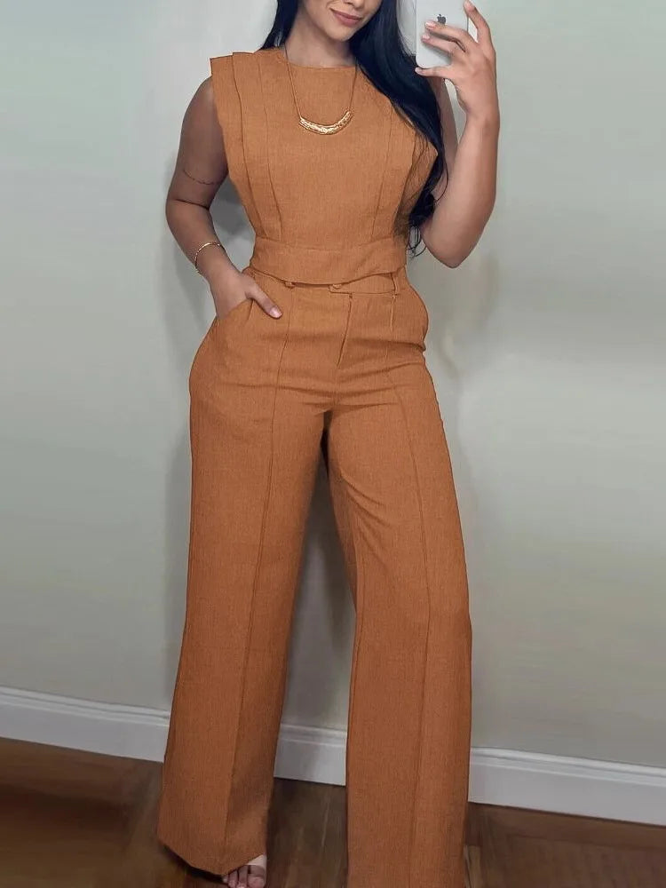 Wendy Fashion O-neck Sleeveless Two-piece Sets