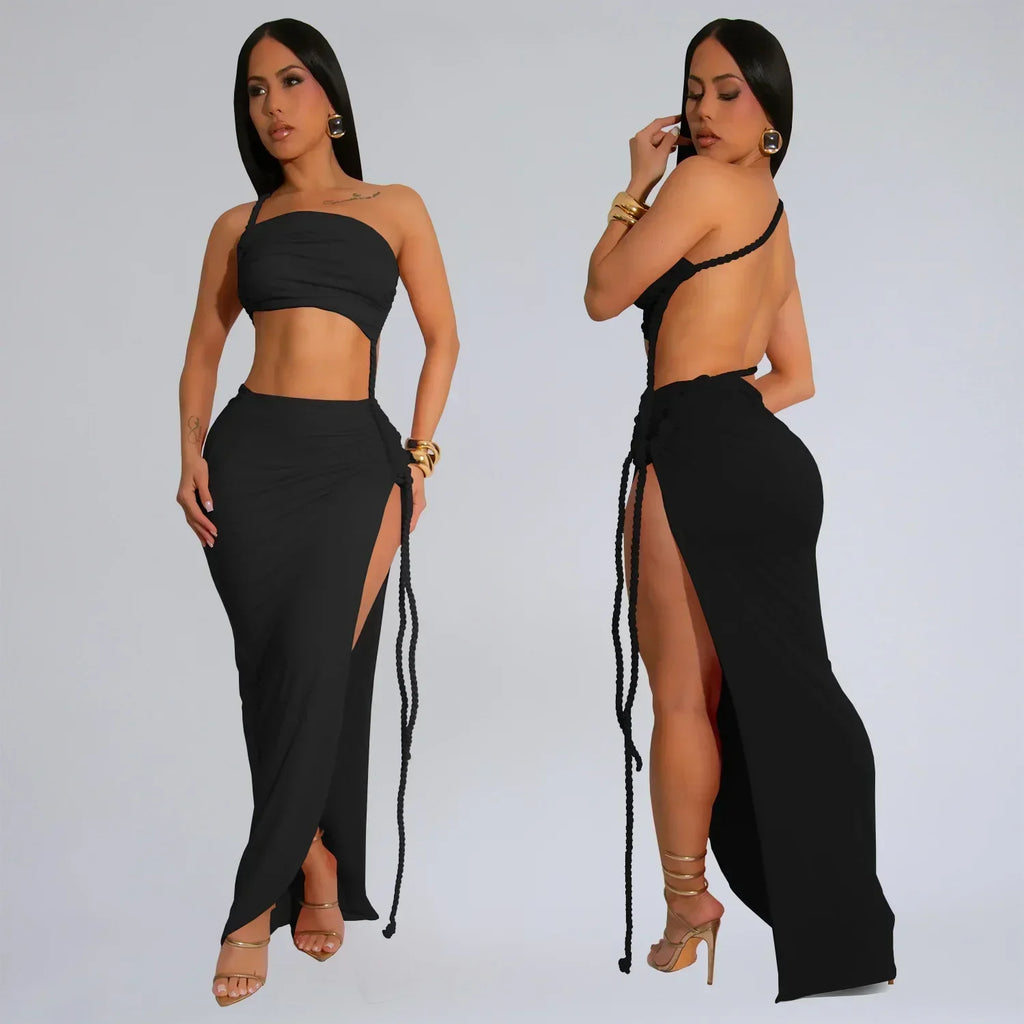 Jatnna Side Split Elegant And Sexy Two Piece Sets