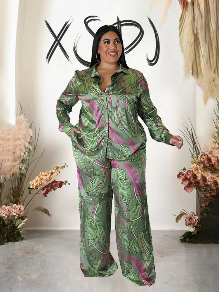 Masha Long Sleeve Outfit Plus Size Two Piece Sets