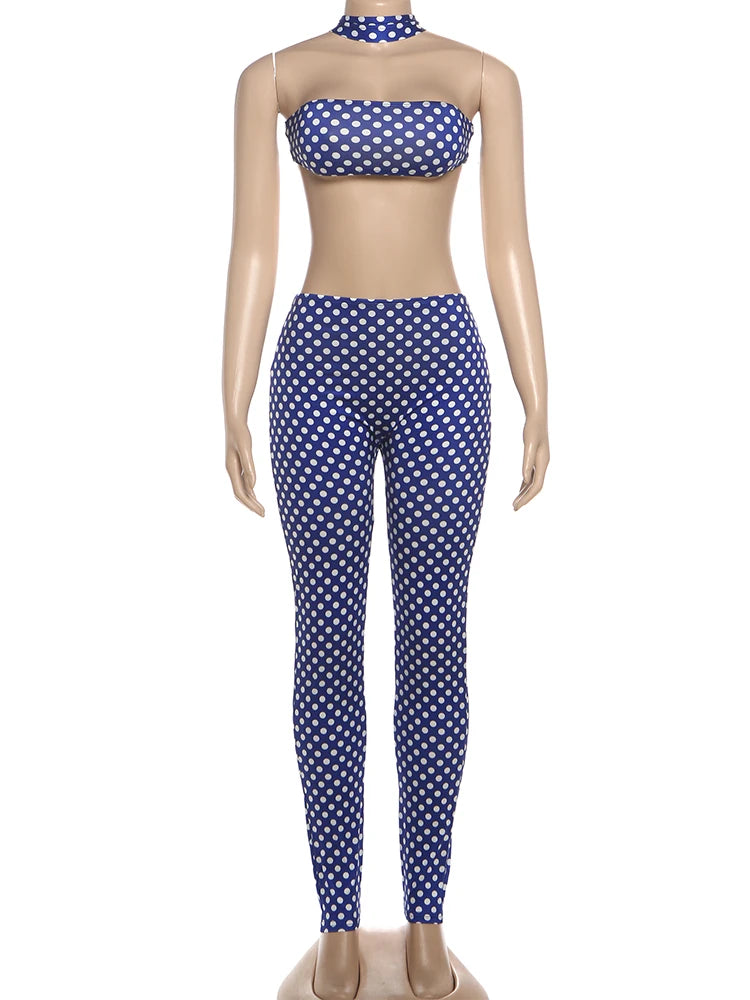 Cromwell Sexy Backless Halter Tank Matching Streetwear Stretch Outfits Set