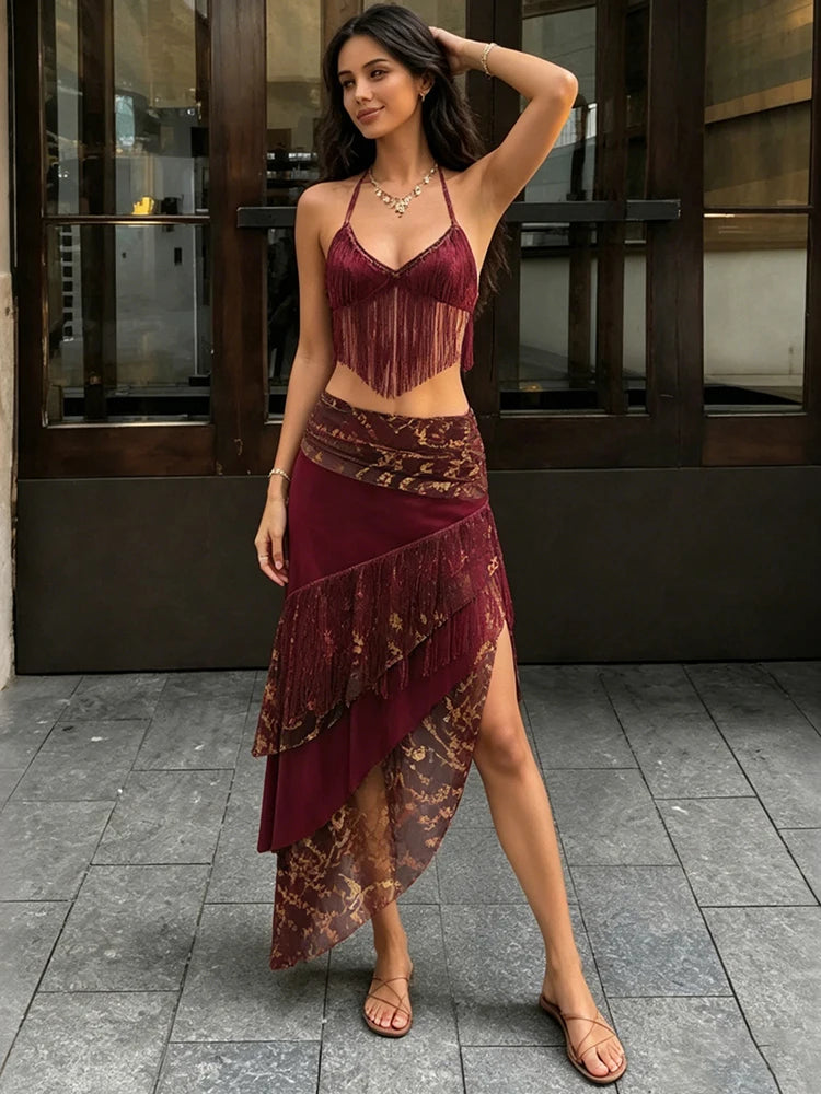 Vanessa Halter Low-Neck Backless Two Piece Sets