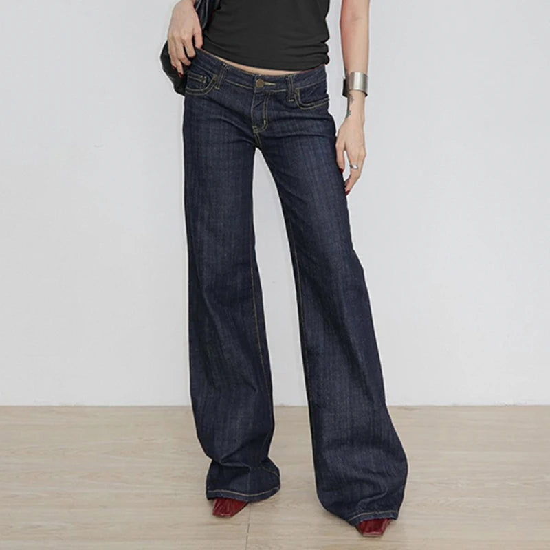 Women's Slim Fit Flared Jeans Y2K Vintage Low Rise Stretch Denim Pants