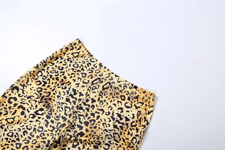 New York Puss Hipster Leopard Halter Chest Wrapped Matching Stretch Slim Set