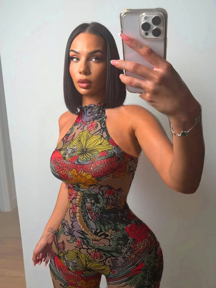 Endicott Backless Playsuits Halter Off Shoulder Skinny Stretch Wrap Jumpsuit