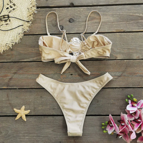 Cutchoque Off Shoulder Bikini Trend Swimwear Lady Holiday Bath Set