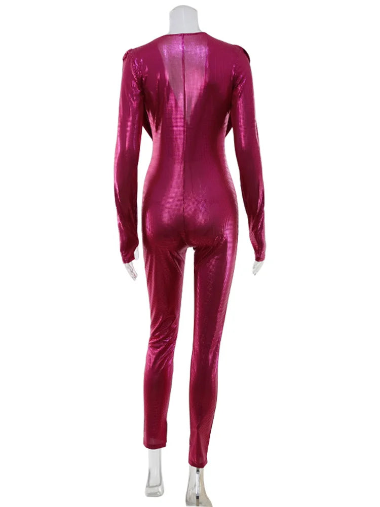 Allentown Solid Swinging Collar Regular Long Sleeves Skinny Casual Streetwear Jumpsuit