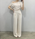 Katia Solid Off Shoulder High Waist Two Piece Sets