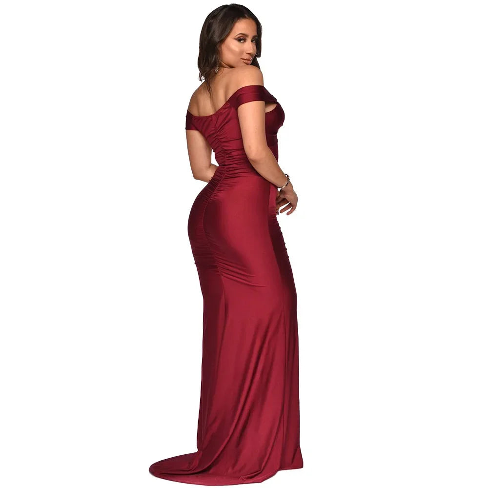 Toronto Banquet V Neck Sexy Satin Split Luxury Trailing Long Dresses