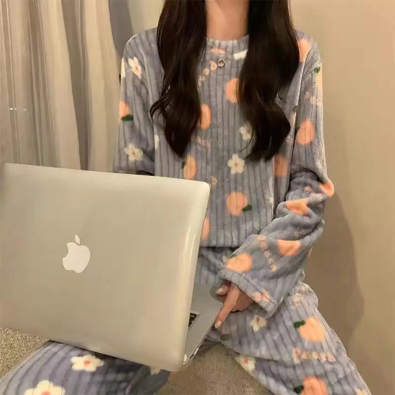 Lia Autumn Winter Plaid O-Neck Pullover Two Piece Sets
