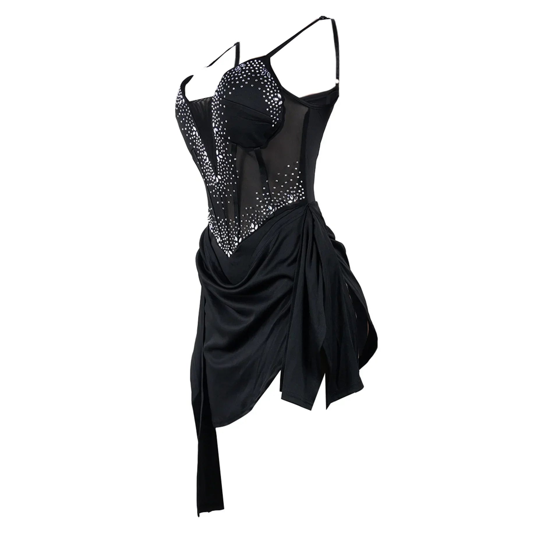Mapleton Rhinestones Mesh Tunic Sleeveless Split Bodycon Midi Maxi