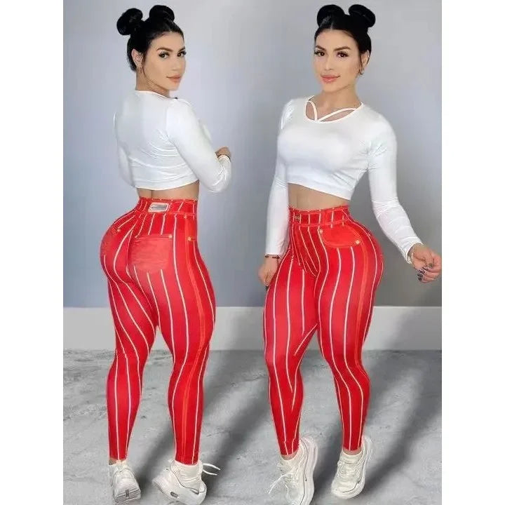 Walden High Waist Elastic Stretchy Jeans Casual Long Trousers
