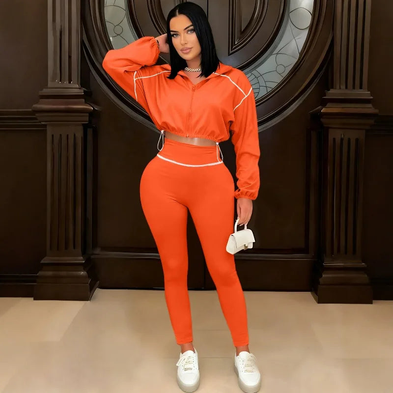Gabriela Long Sleeve Paneled Stylish Casual Two Piece Sets