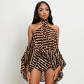 Thalia Sexy Halter Leopard Print Two Piece Sets