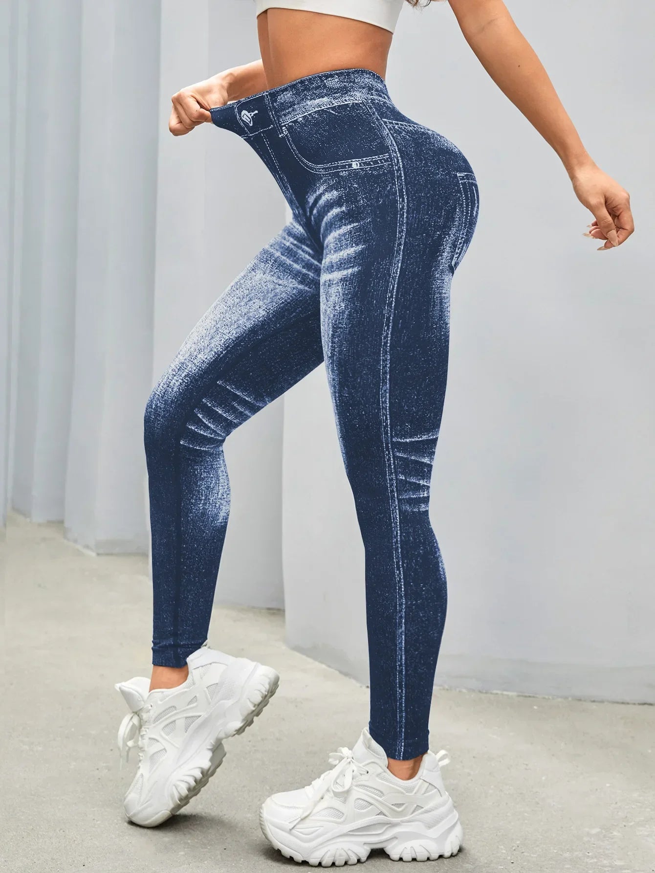 Hilssdale V Back Gym Athletic Workout Leggins Elastic Seamless Training Yoga Pants