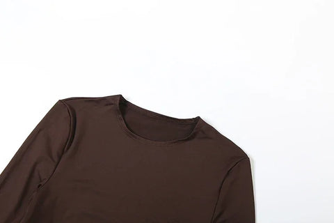 Mahopac Crop Shirring Irregular Hem Skinny Tracksuit Set