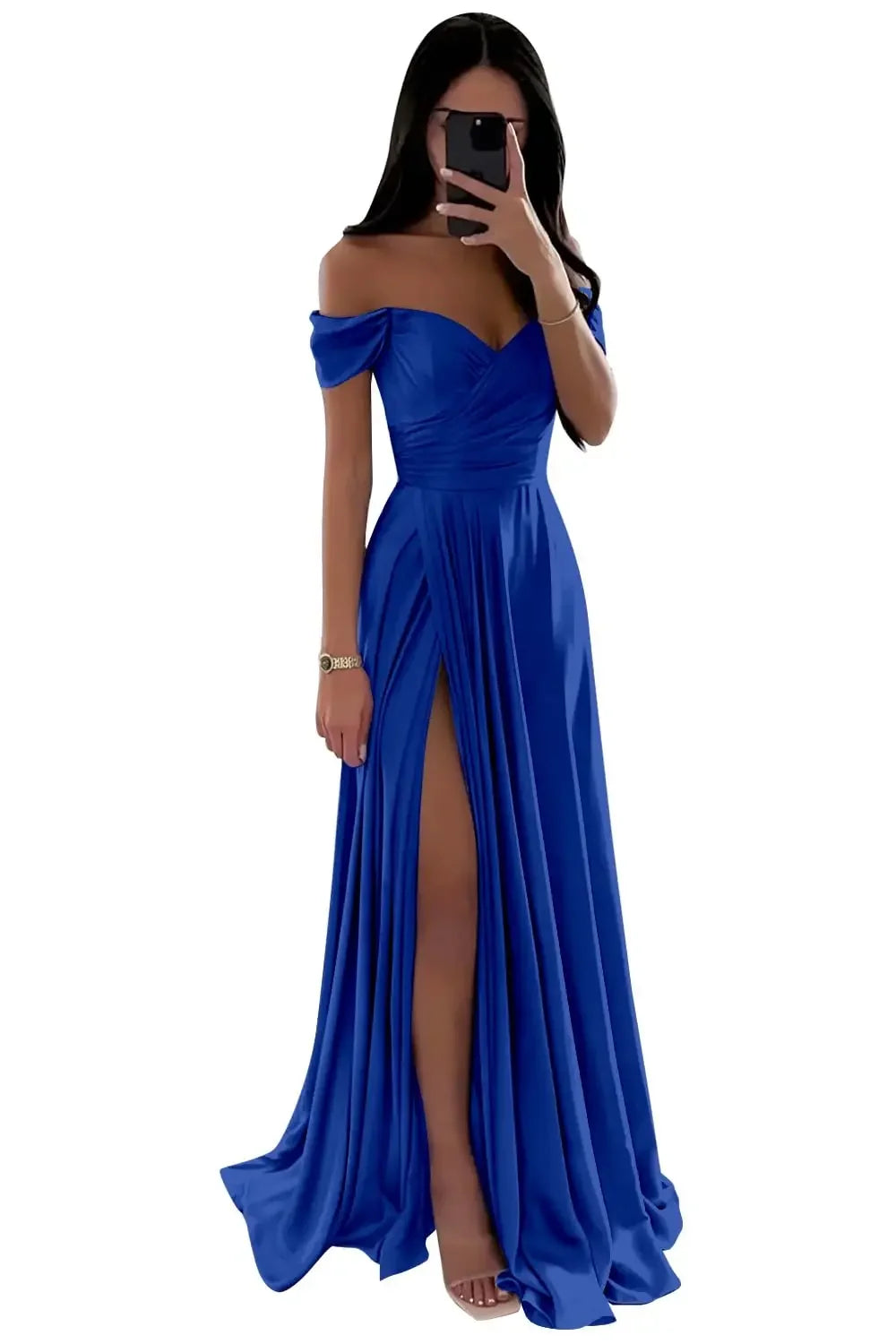 Basking Ridge Off the Shoulder Prom V-neck Backless Party Formal Evening Dress