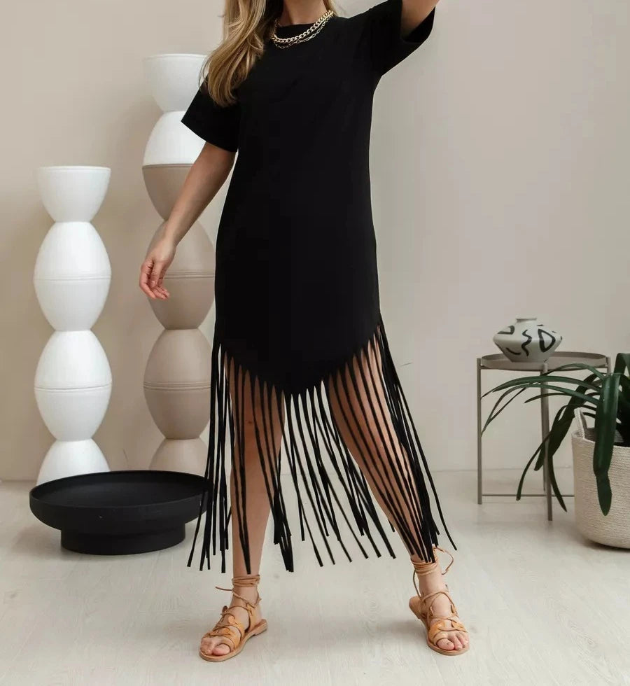 Howell Floral Plus Size Loose Long Solid Color Midi Dress