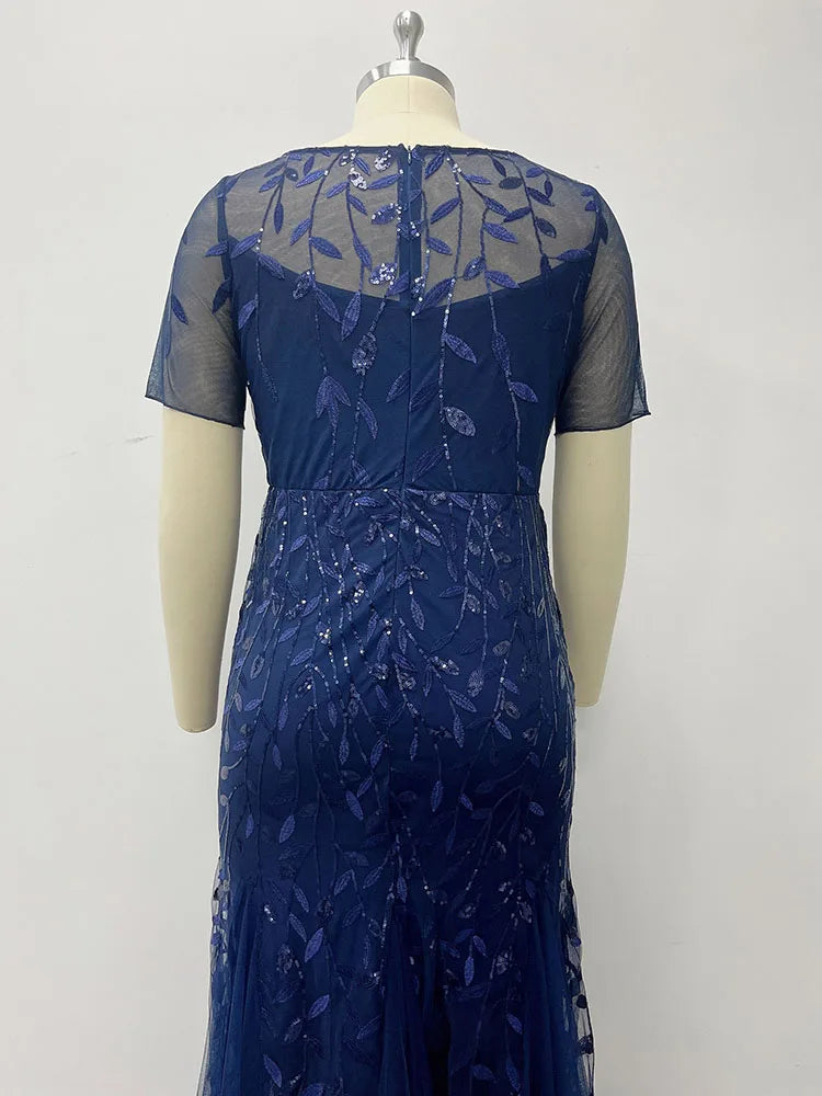 Creek Mountain Plus Size Sequin Mesh Mermaid Slim Evening Dress