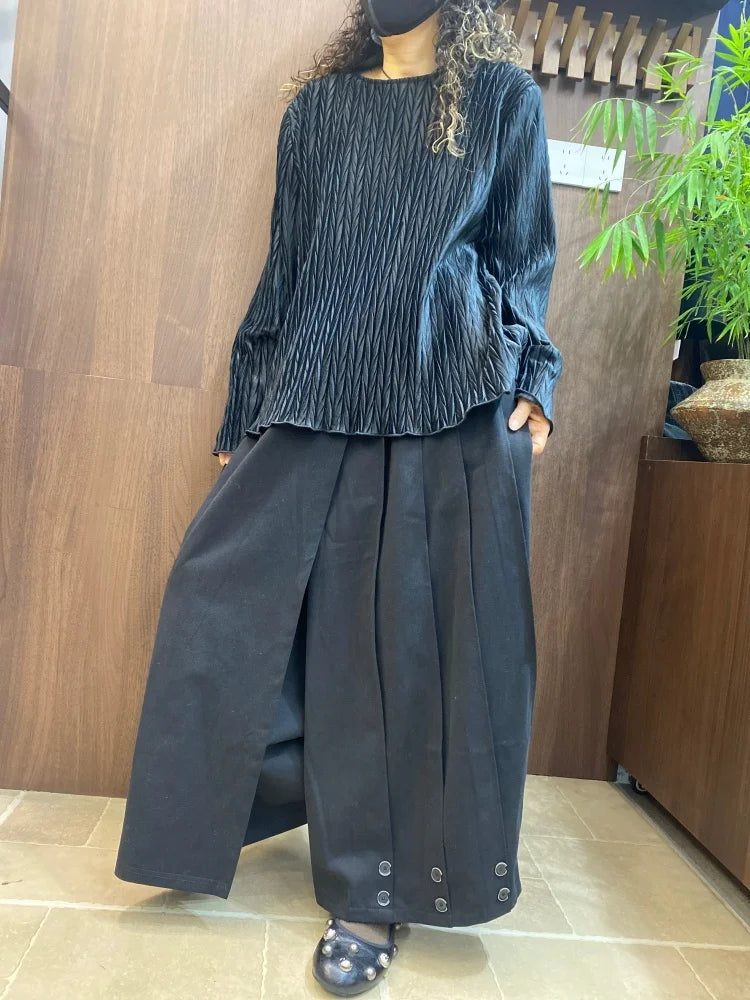 Alexa New Black Textured Long Sleeve Two Piece Sets