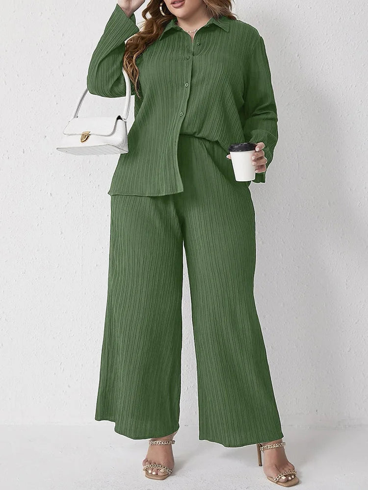 Rosaura Long Sleeve Loose Plus Size Two Piece Sets