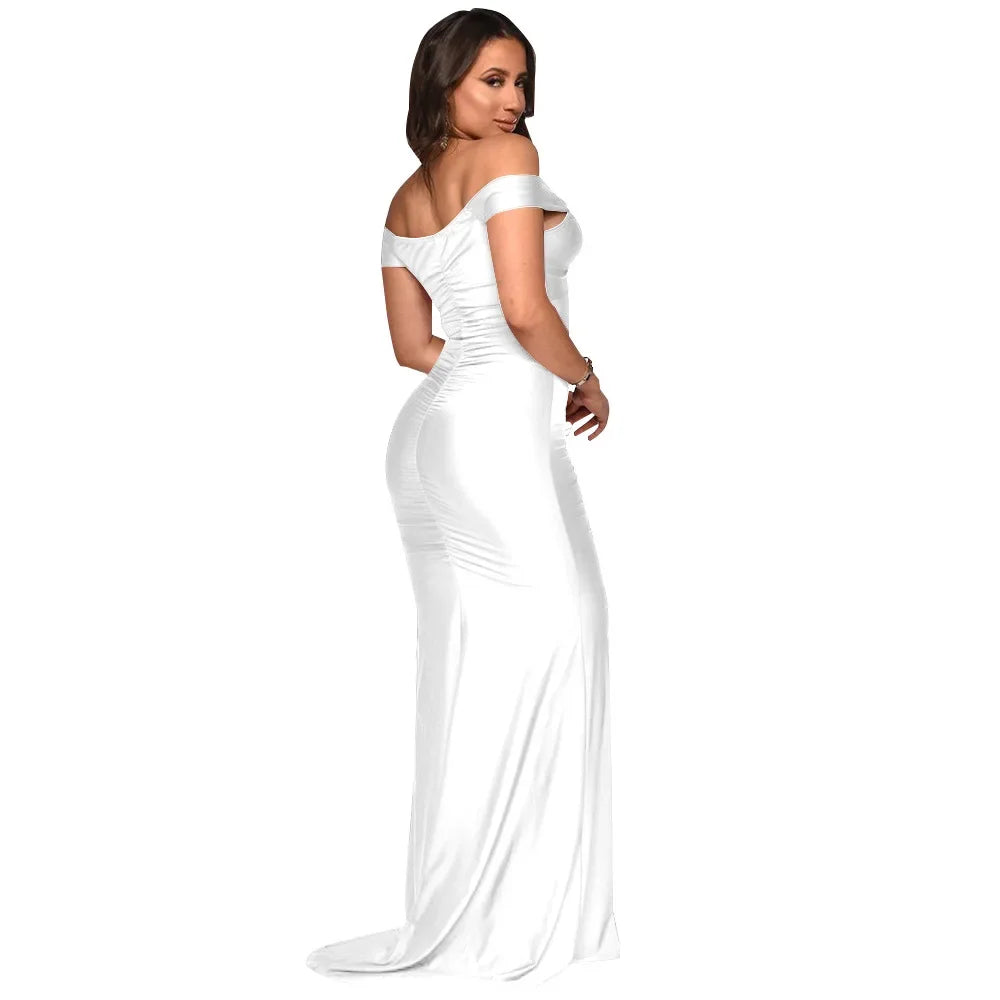 Toronto Banquet V Neck Sexy Satin Split Luxury Trailing Long Dresses