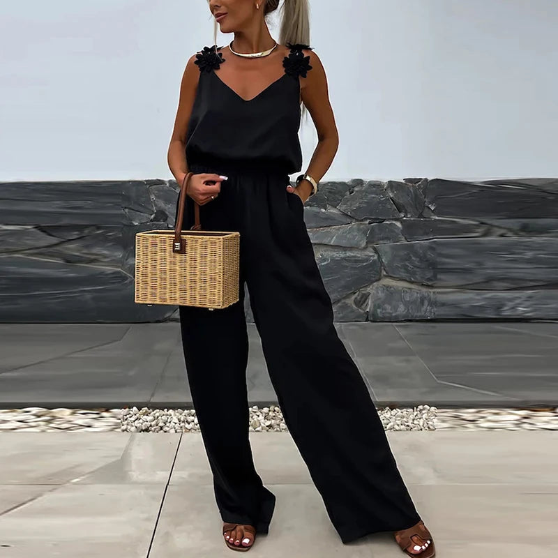 Female Jumpsuit For Women Casual Summer Solid Loose Long Jumpsuit Overalls Female