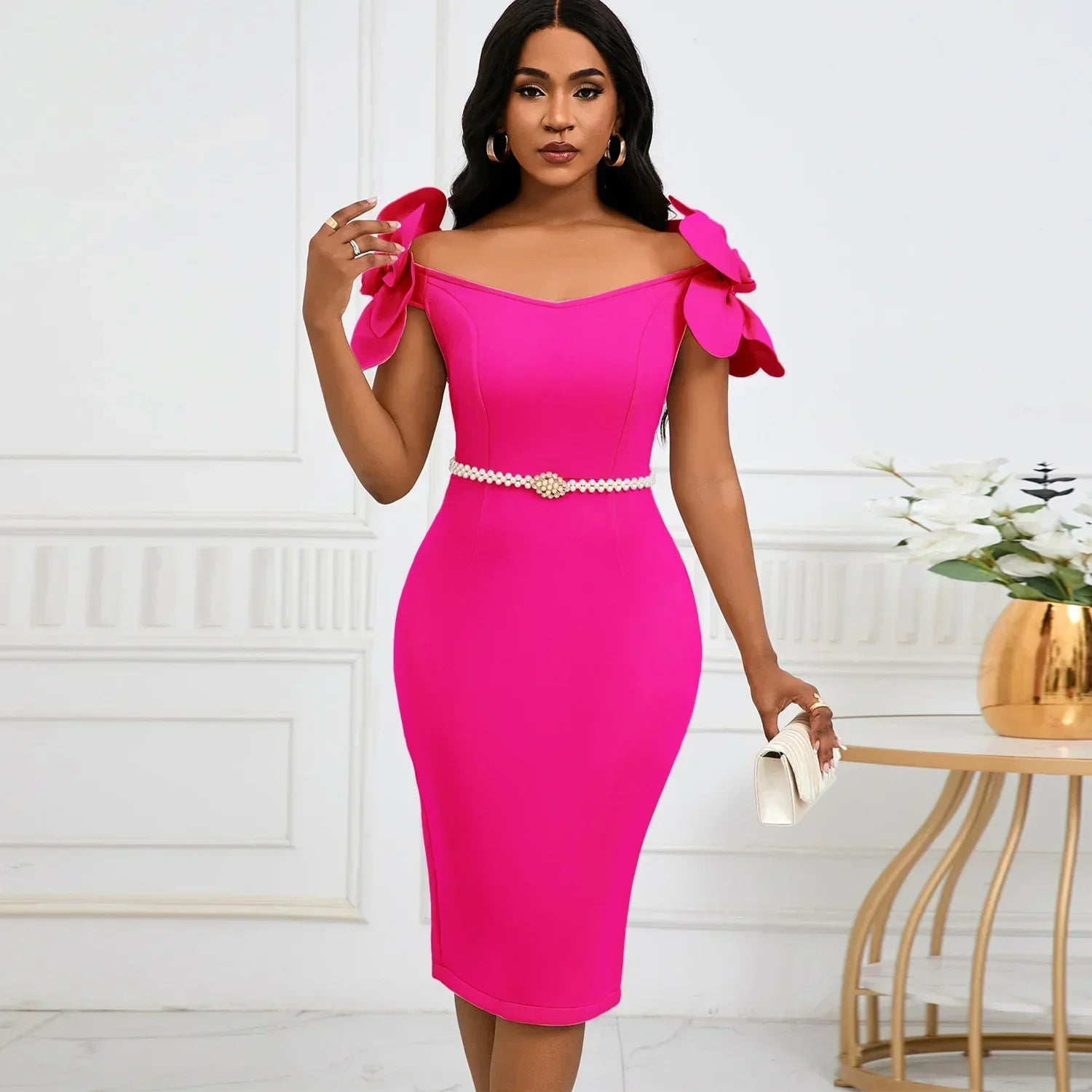 Rochelle Park Socialite Elegant Three-dimensional Flower Elegant Banquet Dress