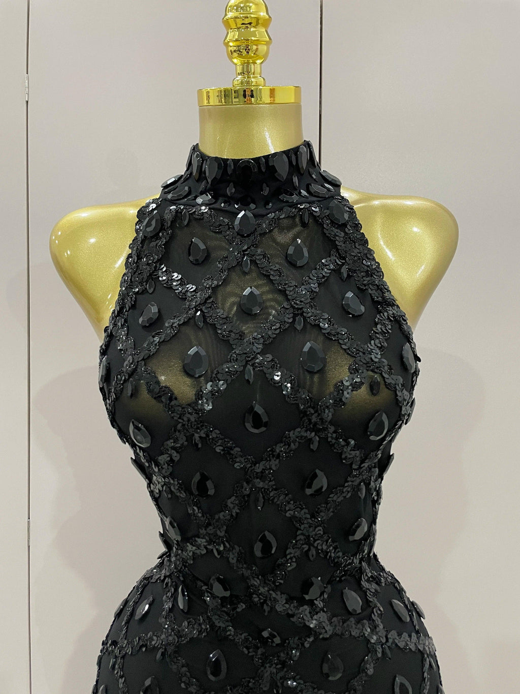 Scranton Sparkly Black Diamond Mesh See THhrough Jumpsuit
