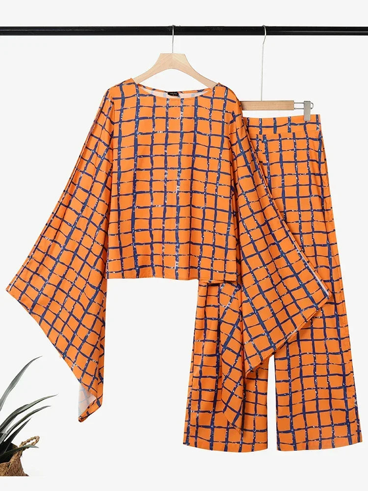 Adriana Vintage Print Casual Fashion 2 Piece Sets