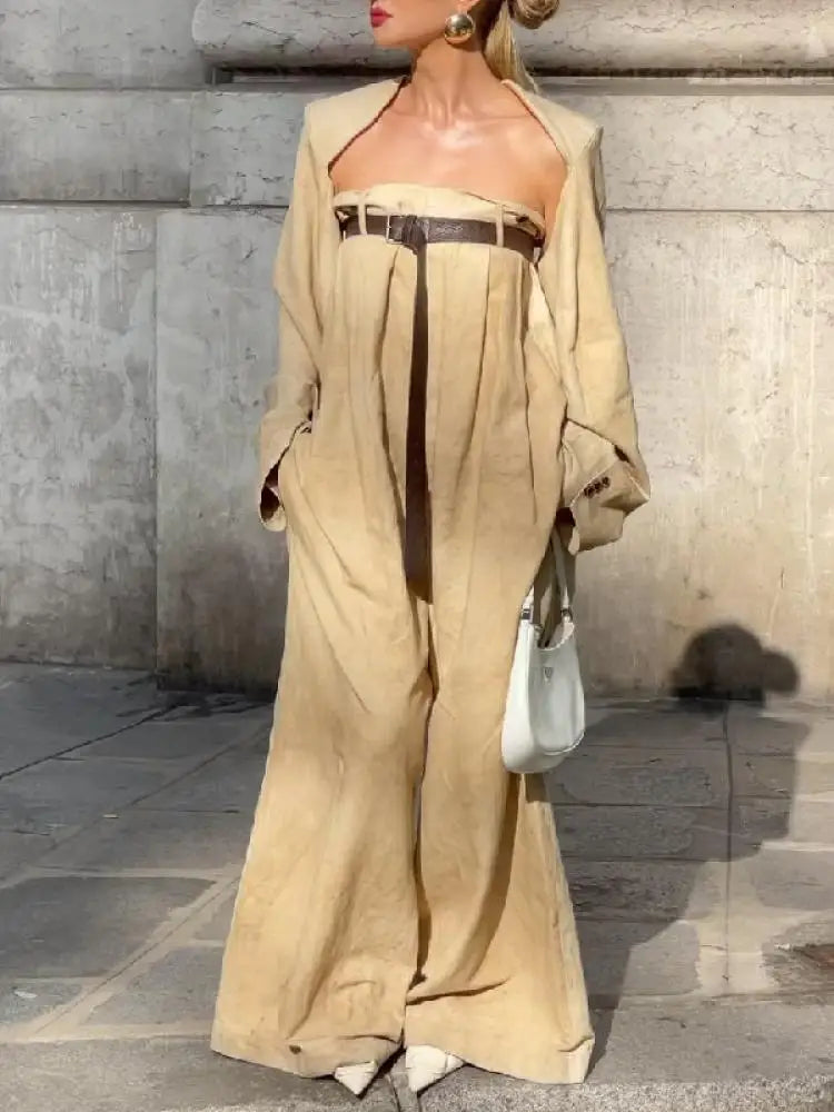 Women's Fashion JumpSuit Long Sleeves Collarless Jumpsuits