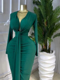 Sleeveless Bowknot Deep V Neck Bodycon Midi Dress