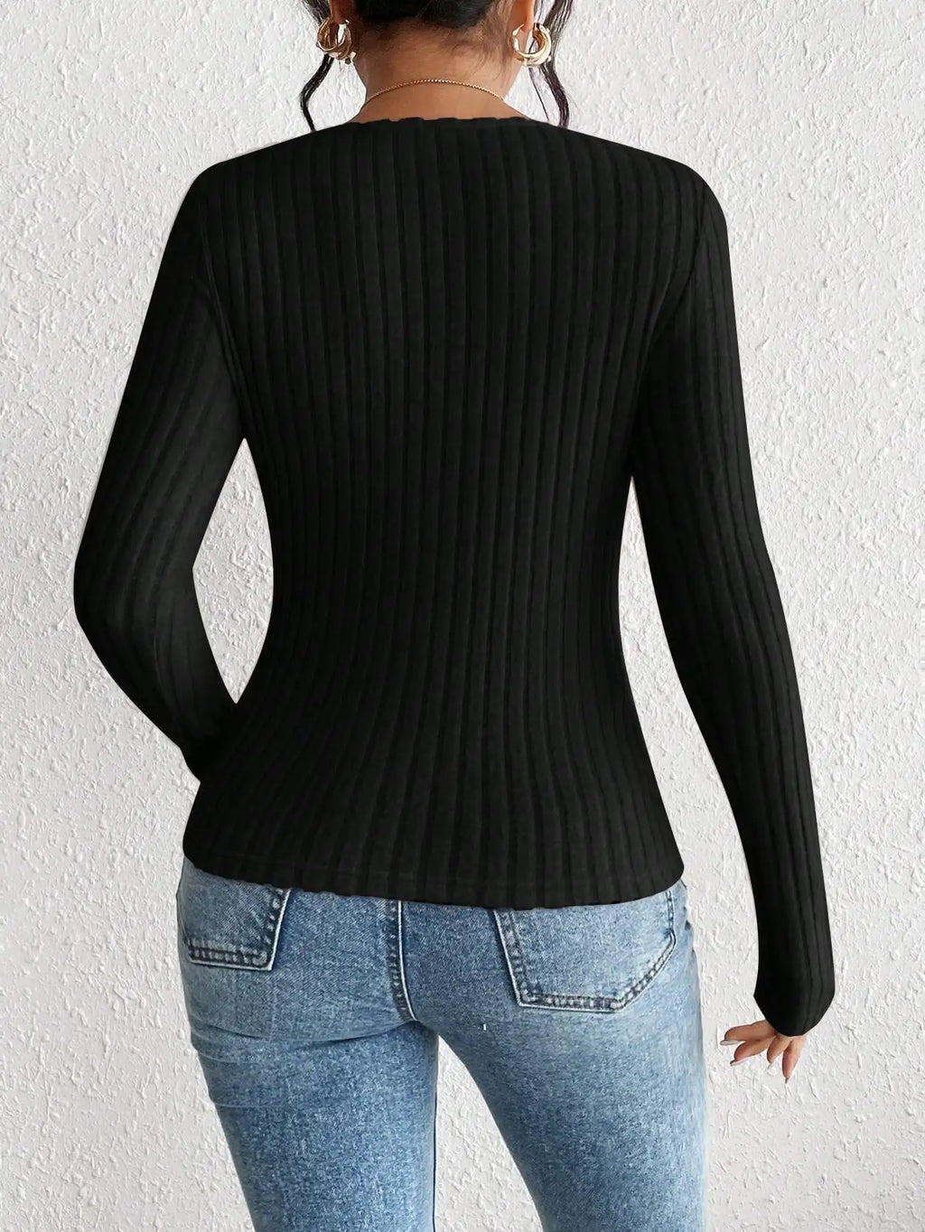 Jupiter Fashion Diamond Collar Knitted Casual Long Sleeved Tops