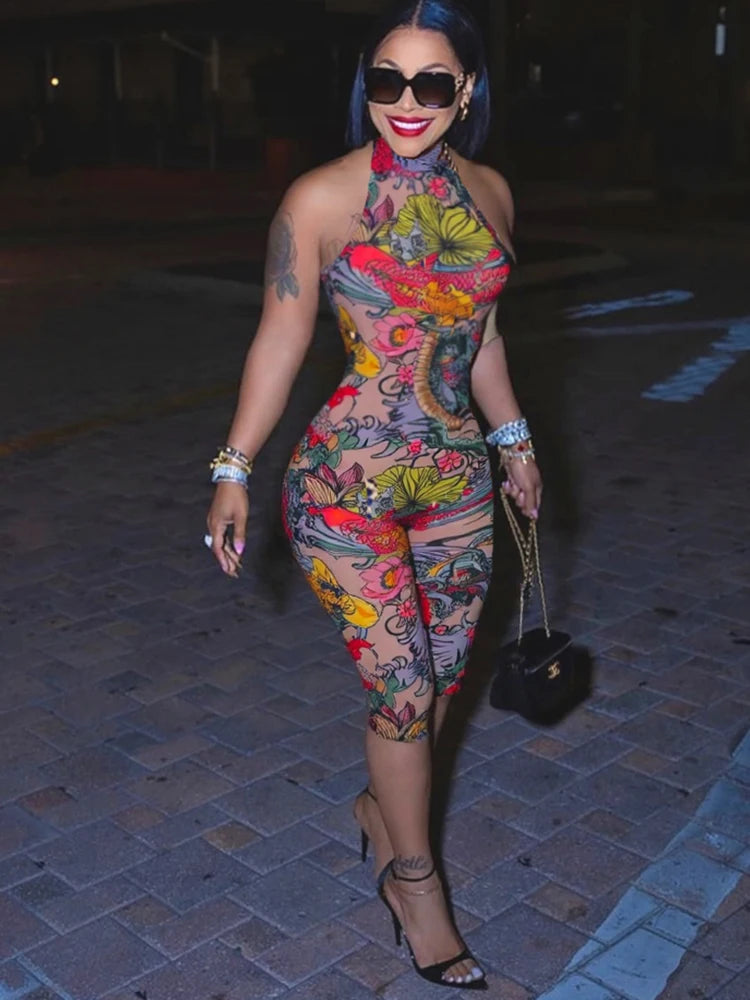 Endicott Backless Playsuits Halter Off Shoulder Skinny Stretch Wrap Jumpsuit