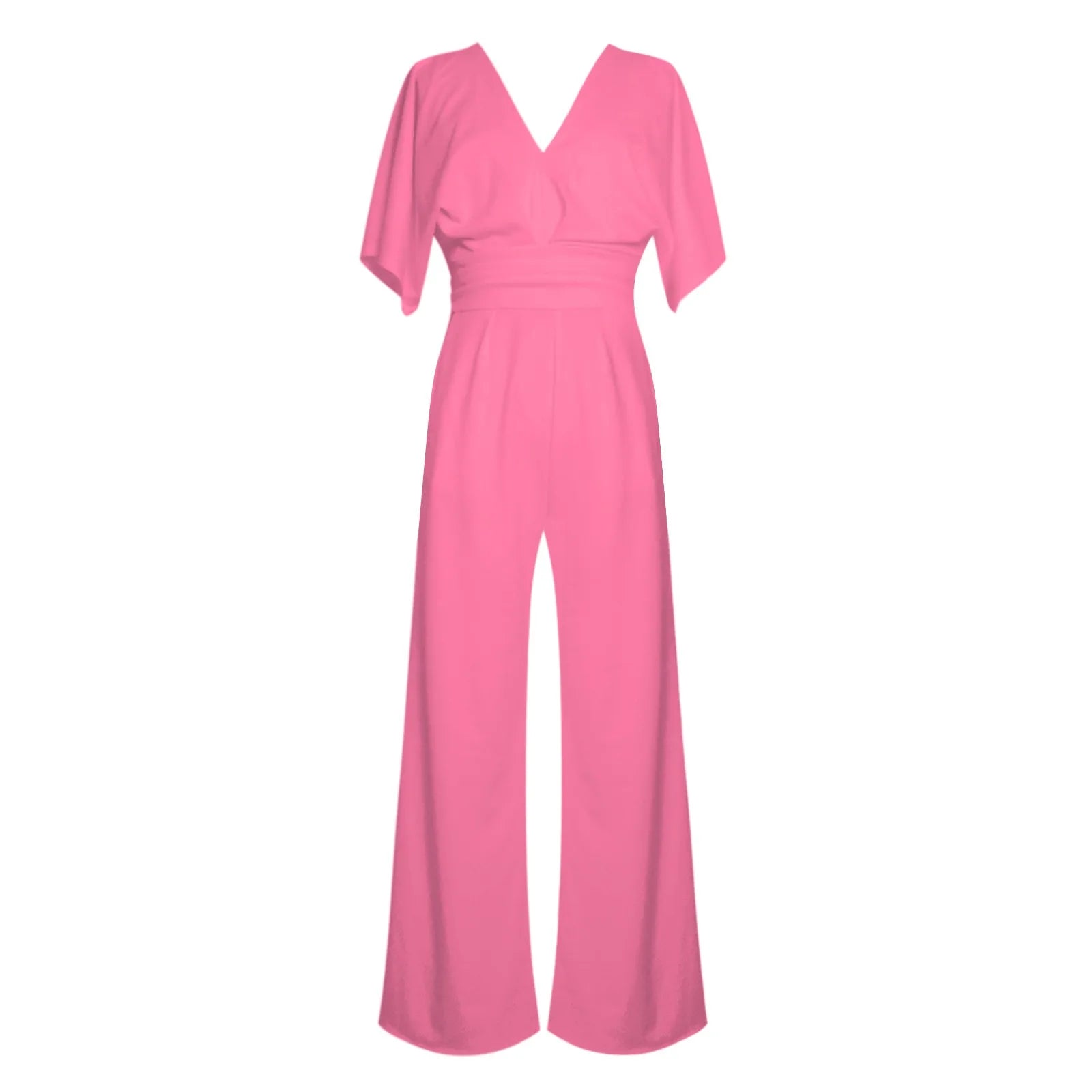 Deep V-Neck Half Solid Casual One-Piece