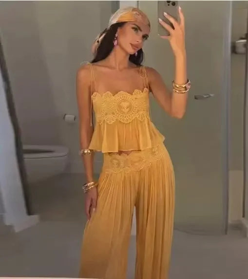 Melany Hollow Out Women's Elegant Two Piece Sets