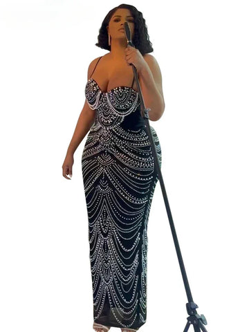 Baltimore Sparkly Crystal Rhinestone Pearl Celebrities Gown Brown Dress