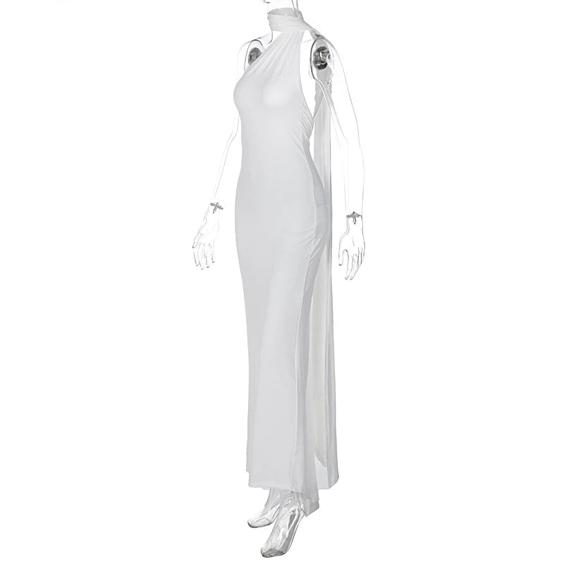 Jefferson One Shoulder Sleeveless Backless Ruched Bodycon Maxi Dress