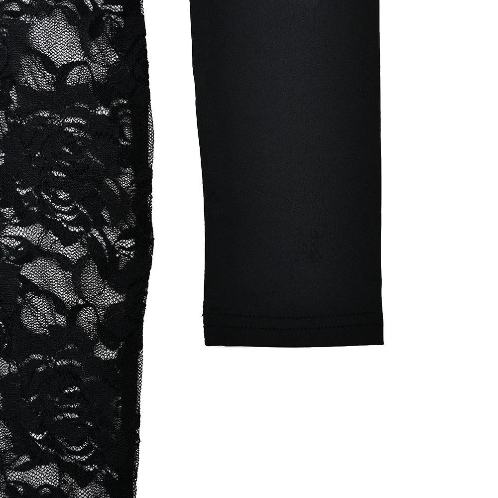 Port Chester Long Sleeve Lace Patchwork Square Collar Sexy Jumpsuits