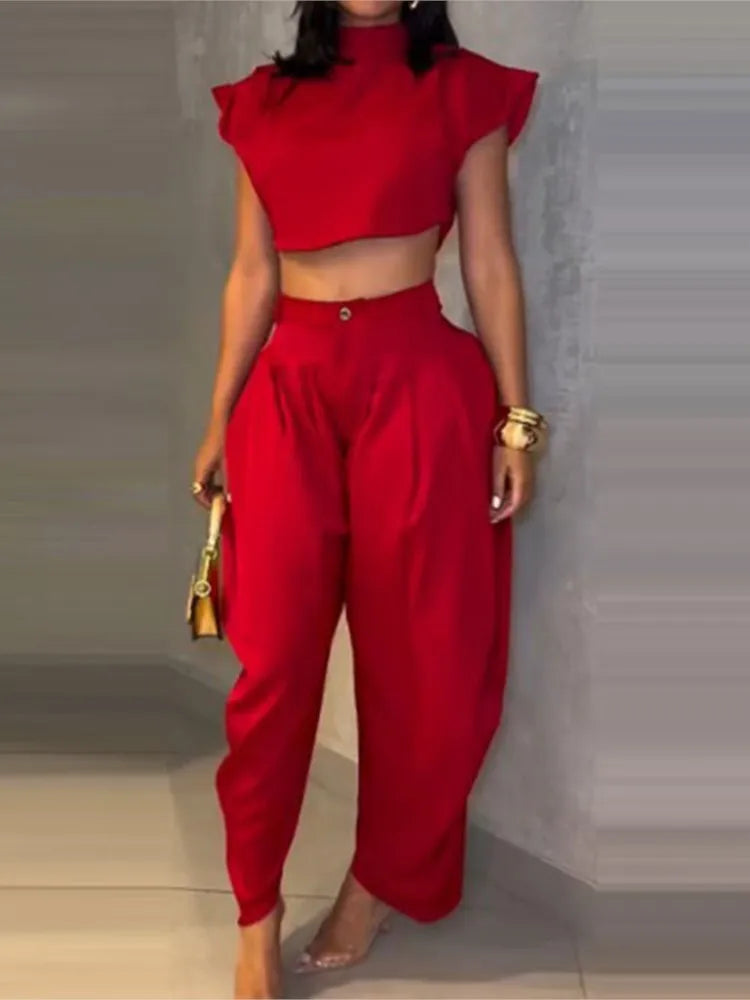 Leslie High Waist Trousers Two-piece Sets